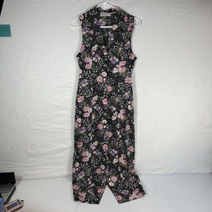 Pellini‎ Women's Dress Size 5/6 Maxi Bottom Split Floral Sleeveless Collar